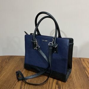 Nine West Blue and Black Satchel Purse